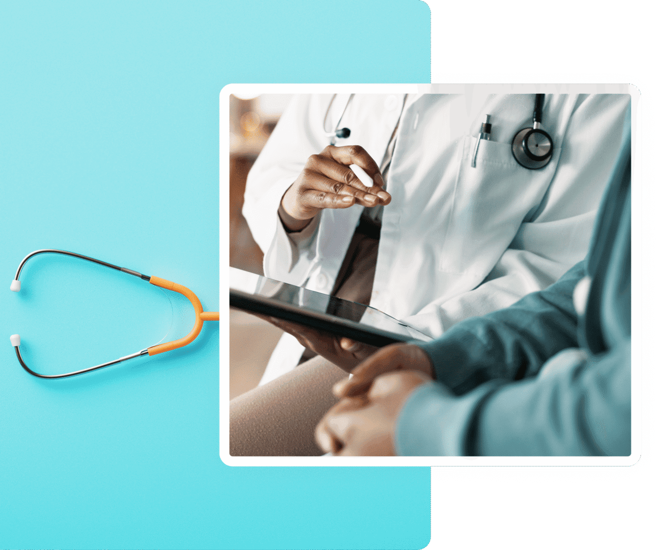 Doctor consulting patient with tablet